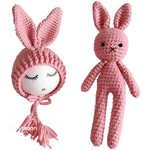 Load image into Gallery viewer, Babymoon Rabbit Toy with Cap New Born Baby Photography Shoot Props Costumes- Pink