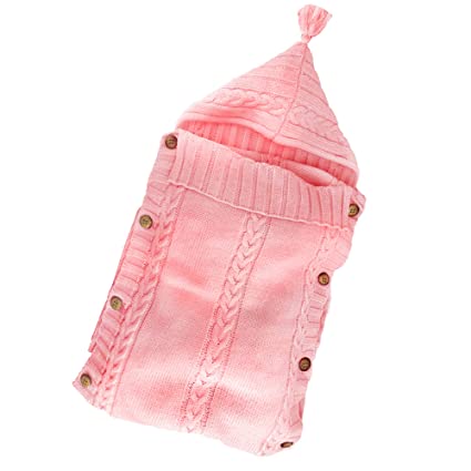 Babymoon Organic Knitted Woollen Swaddle Sleeping Bag | 0-3M  - Peach