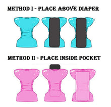 Load image into Gallery viewer, Babymoon 1 Cloth Diaper with 5Layers Grey Insert Premium Adjustable Reusable Cloth Diaper (Black Circular)