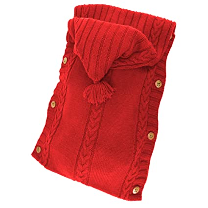 Babymoon Organic Knitted Woollen Swaddle Sleeping Bag | 0-3M  - Red