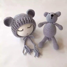 Load image into Gallery viewer, Babymoon Bear Teddy with Cap New Born Baby Photography Shoot Props Costumes