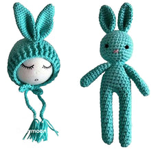 Load image into Gallery viewer, Babymoon Rabbit Toy with Cap New Born Baby Photography Shoot Props Costumes- Green