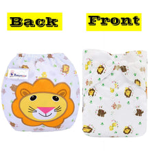 Load image into Gallery viewer, Babymoon 1 Cloth Diaper with 5Layers Grey Insert Premium Adjustable Reusable Cloth Diaper (Lion)