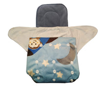 Load image into Gallery viewer, Babymoon 1 Cloth Diaper with 5Layers Grey Insert Premium Adjustable Reusable Cloth Diaper ( Blue Space Shuttle)