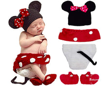 Load image into Gallery viewer, Babymoon Character Newborn Photography Crochet Outfit Costume - Red