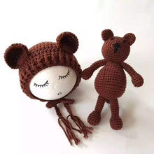 Load image into Gallery viewer, Babymoon Bear Teddy with Cap New Born Baby Photography Shoot Props Costumes