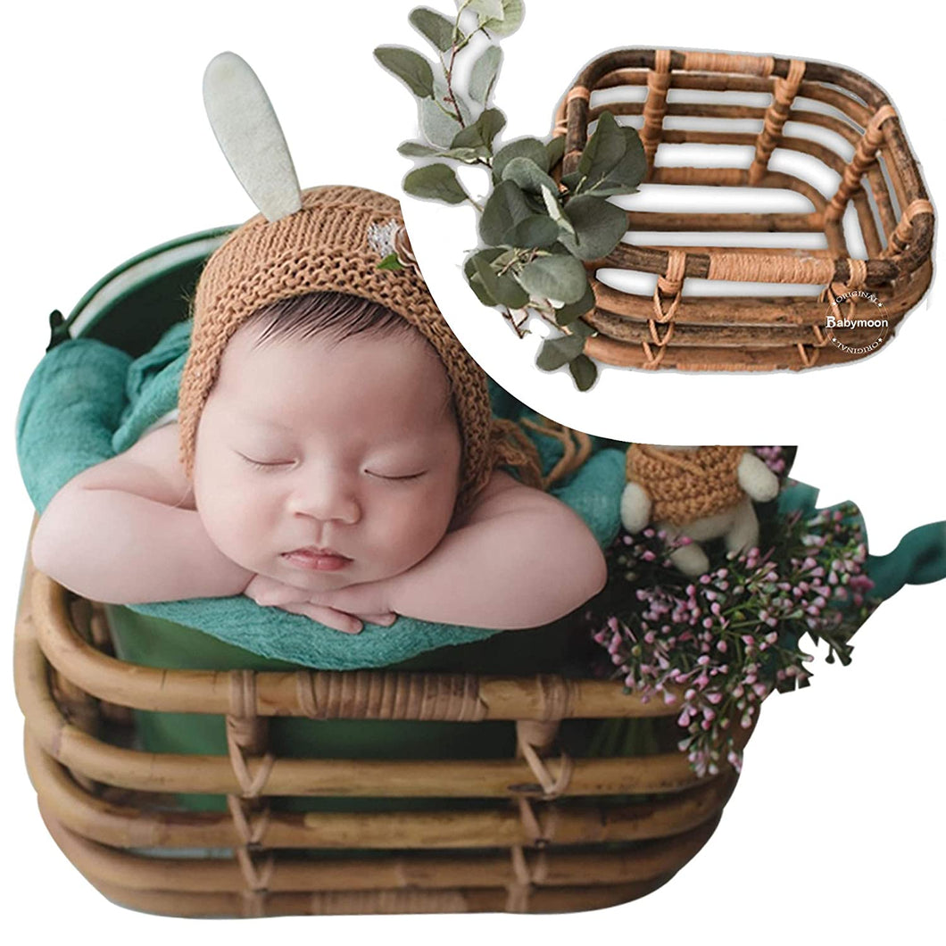 Babymoon Cane Bamboo Square Basket Baby Kids Photography Photoshoot Furniture