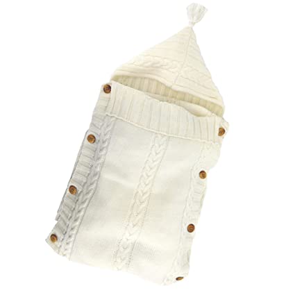 Babymoon Organic Knitted Woollen Swaddle Sleeping Bag | 0-3M  - White