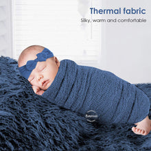 Load image into Gallery viewer, Babymoon Set of Fur Blanket (70x60cm), Wrap & Headband Photography Props - Blue