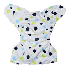 Load image into Gallery viewer, Babymoon 1 Cloth Diaper with 5Layers Grey Insert Premium Adjustable Reusable Cloth Diaper (Blue Polka Dots)
