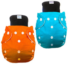 Load image into Gallery viewer, Babymoon Free Size Reusable 2 Cloth Diaper with 2 Grey Insert - Pack of 4