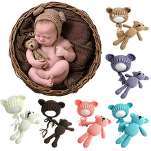 Load image into Gallery viewer, Babymoon Bear Teddy with Cap New Born Baby Photography Shoot Props Costumes