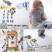 Load image into Gallery viewer, Babymoon Hot Air Balloon Photoshoot Bedsheet (Blue) | Swaddle | 100 x 100 cm