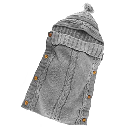 Babymoon Organic Knitted Woollen Swaddle Sleeping Bag | 0-3M  - Grey