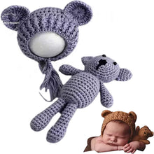Load image into Gallery viewer, Babymoon Bear Teddy with Cap New Born Baby Photography Shoot Props Costumes