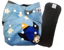 Load image into Gallery viewer, Babymoon 1 Cloth Diaper with 5Layers Grey Insert Premium Adjustable Reusable Cloth Diaper ( Blue Space Shuttle)