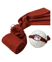 Load image into Gallery viewer, Babymoon Textured Stretchble Baby Photography Shoot Wrap Cloth With Hairband - Maroon
