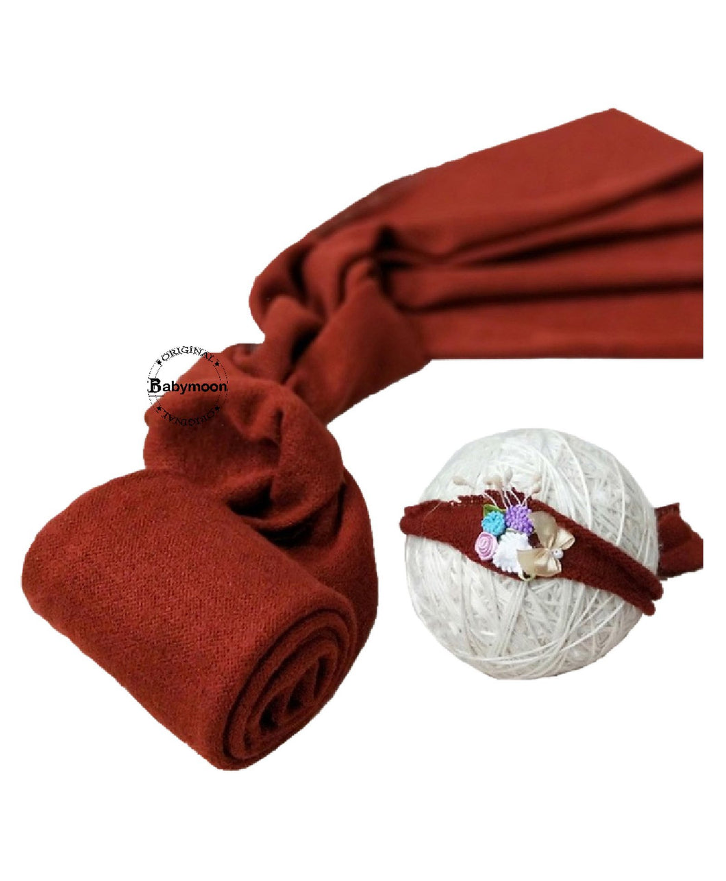Babymoon Textured Stretchble Baby Photography Shoot Wrap Cloth With Hairband - Maroon