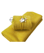 Load image into Gallery viewer, Babymoon Textured Stretchble Baby Photography Shoot Wrap Cloth With Hairband - Yellow