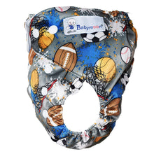 Load image into Gallery viewer, Babymoon 1 Cloth Diaper with 5Layers Grey Insert Premium Adjustable Reusable Cloth Diaper (Football)