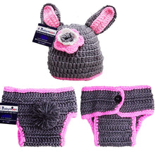 Load image into Gallery viewer, Babymoon Rabbit Newborn Photography Crochet Outfit Costume - Grey