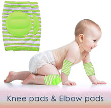 Load image into Gallery viewer, Babymoon Kids Padded Knee Pads for Crawling, Anti-Slip Stretchable Cotton - Green
