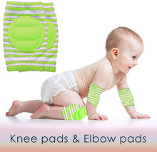 Load image into Gallery viewer, Babymoon Kids Padded Knee Pads for Crawling, Anti-Slip Stretchable Cotton - Green