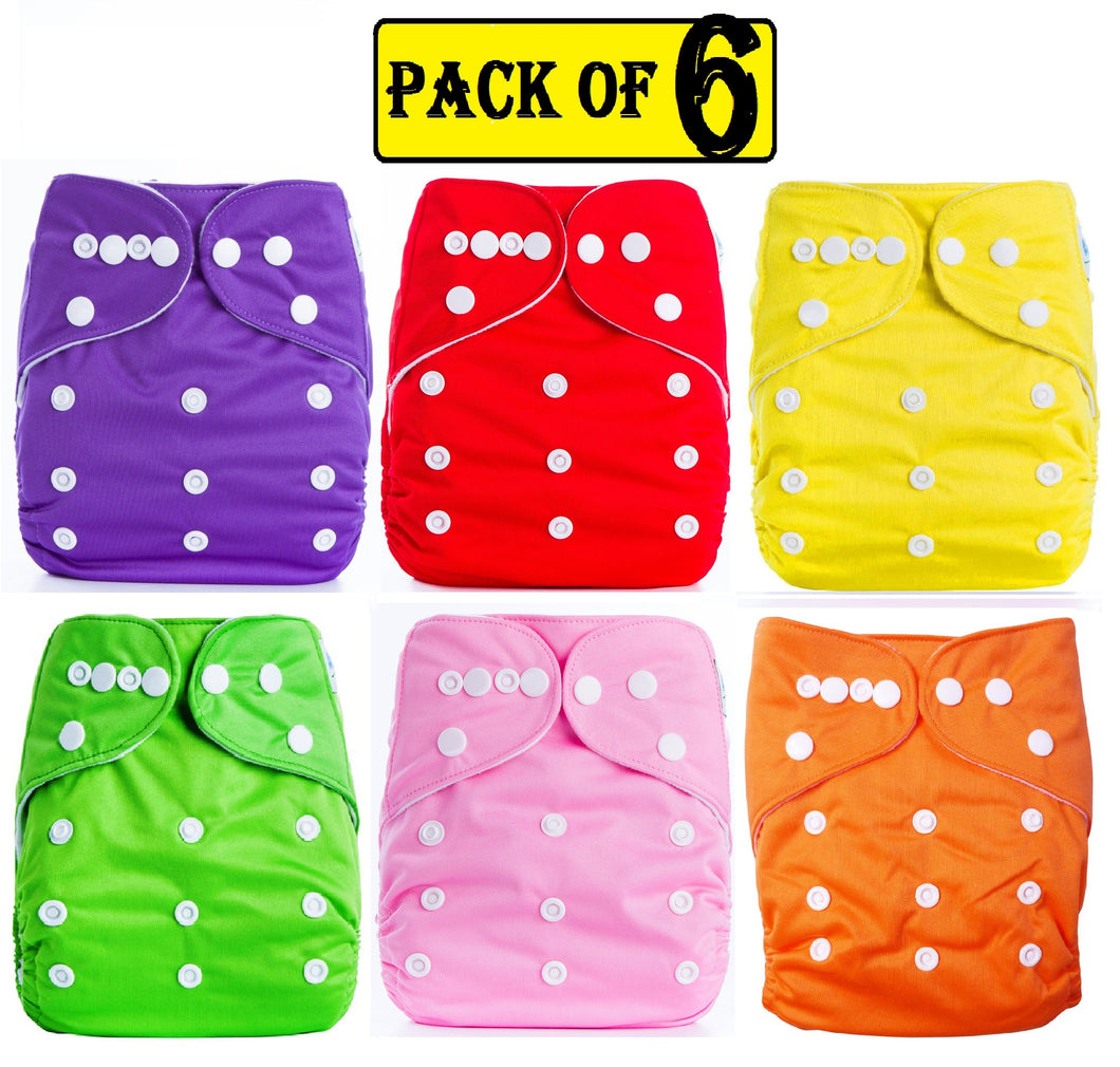 Babymoon (Pack of 6) Washable Adjustable Reusable Cloth Diaper