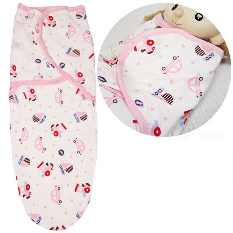 Babymoon Organic Designer Cotton Swaddle Wrap - Pink Car