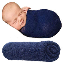Load image into Gallery viewer, Babymoon Mohair Stretchble Baby Photography Shoot Wrap Cloth - Dark Blue
