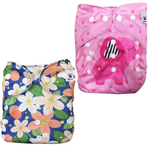 Babymoon (Pack of 2) Washable Adjustable Reusable Cloth Diaper