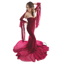 Load image into Gallery viewer, Babymoon Skinny Stylish Maternity Gown Dress - Maroon