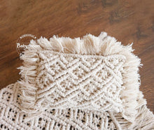 Load image into Gallery viewer, Babymoon Macrame Macrame Rectangle Pillow Baby Photography Shoot Prop - White
