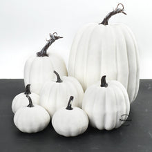 Load image into Gallery viewer, Babymoon Set of 7 Artificial Harvest Pumpkins | Halloween | Decorative | White
