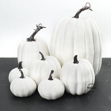 Load image into Gallery viewer, Babymoon Set of 7 Artificial Harvest Pumpkins | Halloween | Decorative | White