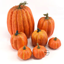 Load image into Gallery viewer, Babymoon Set of 7 Artificial Harvest Pumpkins | Halloween | Decorative | Orange

