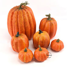 Load image into Gallery viewer, Babymoon Set of 7 Artificial Harvest Pumpkins | Halloween | Decorative | Orange
