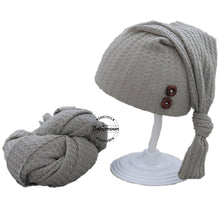 Load image into Gallery viewer, Babymoon Stretchable Baby Wrap & Knotty Cap New Born Photography Photoshoot Prop-Grey