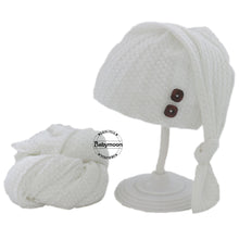 Load image into Gallery viewer, Babymoon Stretchable Baby Wrap & Knotty Cap New Born Photography Photoshoot Prop-White