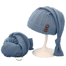 Load image into Gallery viewer, Babymoon Stretchable Baby Wrap & Knotty Cap New Born Photography Photoshoot Prop-Blue