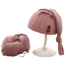Load image into Gallery viewer, Babymoon Stretchable Baby Wrap & Knotty Cap New Born Photography Photoshoot Prop-Pink