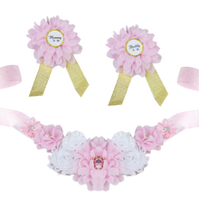 Load image into Gallery viewer, Babymoon Set of 3 Pregnant Mothers Maternity Belt with Mom & Dad Badges - Pink