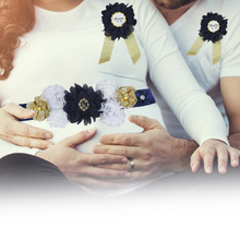 Load image into Gallery viewer, Babymoon Set of 3 Pregnant Mothers Maternity Belt with Mom & Dad Badges - Dark Blue