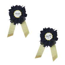 Load image into Gallery viewer, Babymoon Set of 3 Pregnant Mothers Maternity Belt with Mom & Dad Badges - Dark Blue