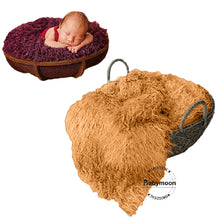 Load image into Gallery viewer, Babymoon Faux Fur Throw Basket Filler Blanket Baby Photography Photoshoot Props Flokati - light Brown 56*46 CM
