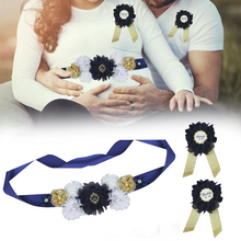 Load image into Gallery viewer, Babymoon Set of 3 Pregnant Mothers Maternity Belt with Mom &amp; Dad Badges - Dark Blue

