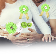 Load image into Gallery viewer, Babymoon Set of 3 Pregnant Mothers Maternity Belt with Mom & Dad Badges - Green