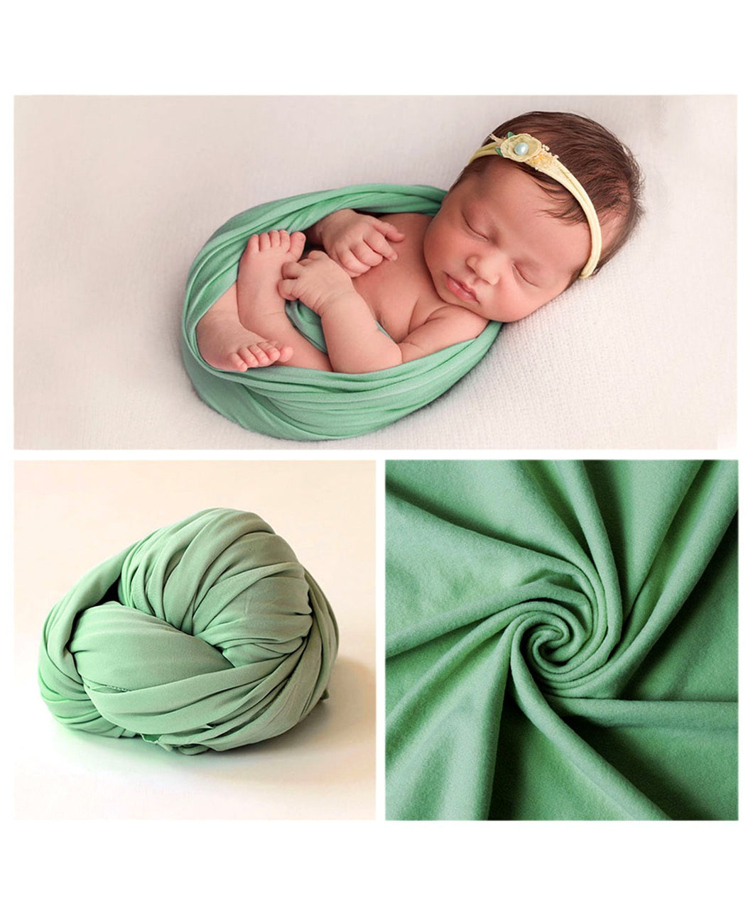 Babymoon Jersey Stretchble Baby Photography Shoot Wrap Cloth- Green