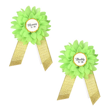 Load image into Gallery viewer, Babymoon Set of 3 Pregnant Mothers Maternity Belt with Mom & Dad Badges - Green