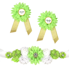 Load image into Gallery viewer, Babymoon Set of 3 Pregnant Mothers Maternity Belt with Mom &amp; Dad Badges - Green
